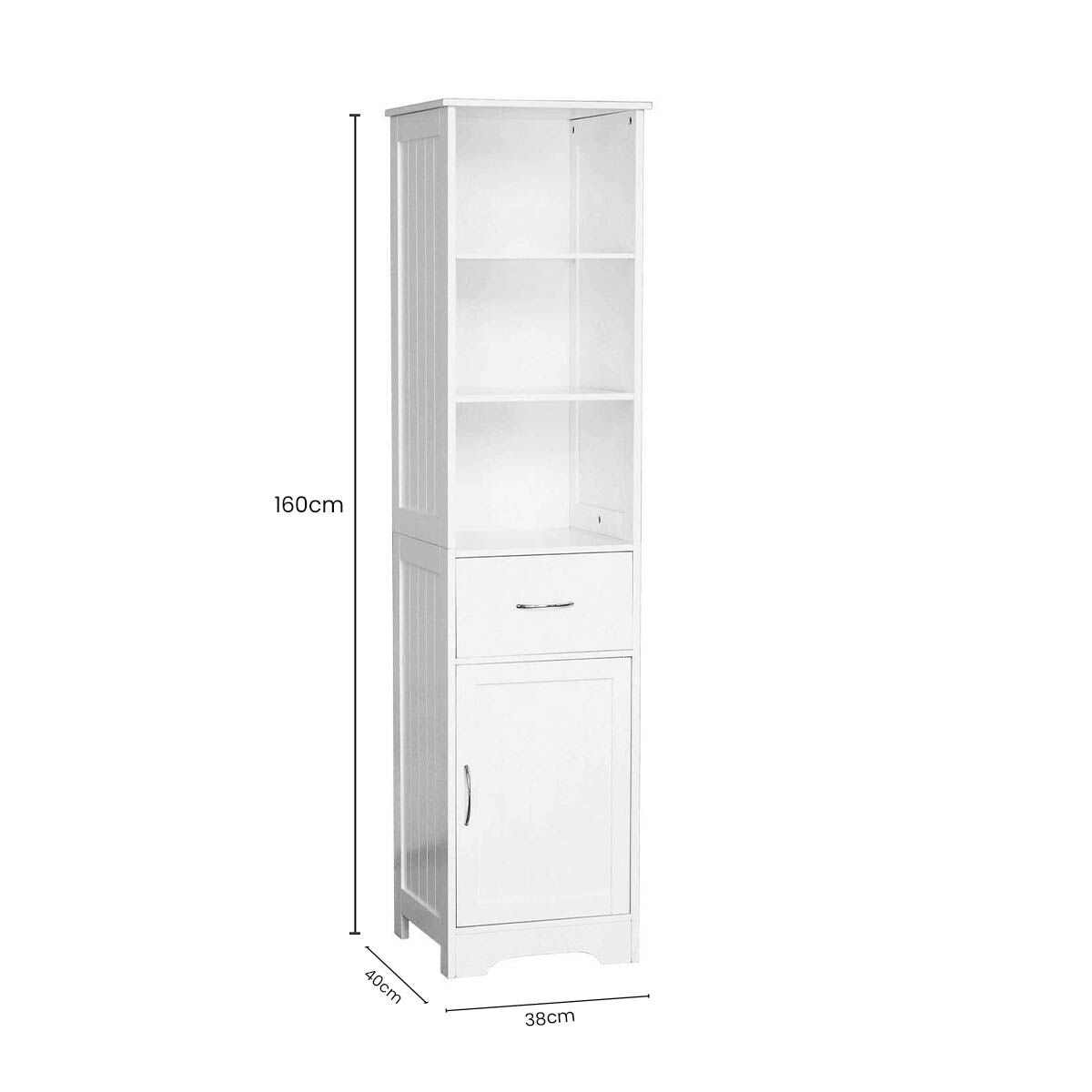 Portland White Wood Floor standing Cabinet With Shelves