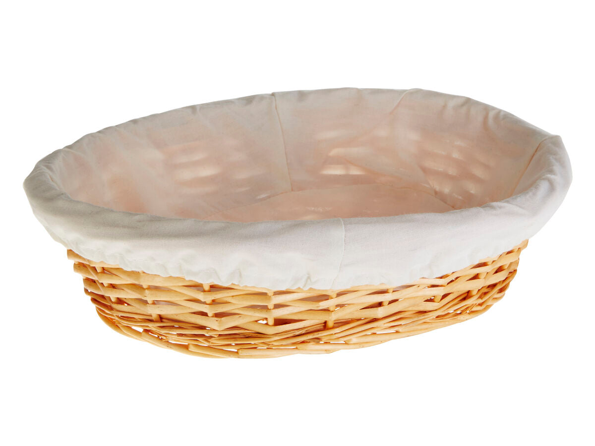 Willow Oval Wicker Bread Basket With Cream Inner