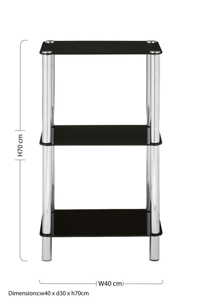 Adam 3 Tier Black Glass Shelf Unit - image 6