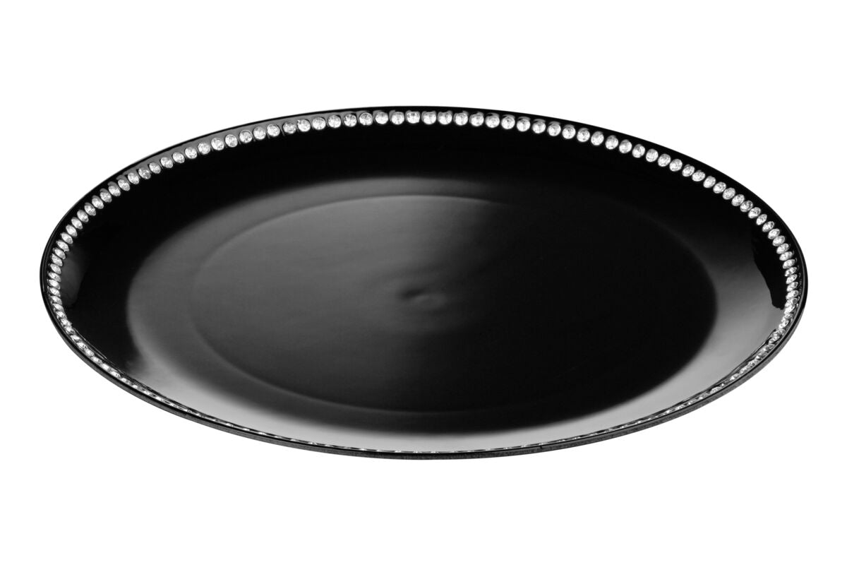 Set Of Six Black Coupe Charger Plates - 33cm