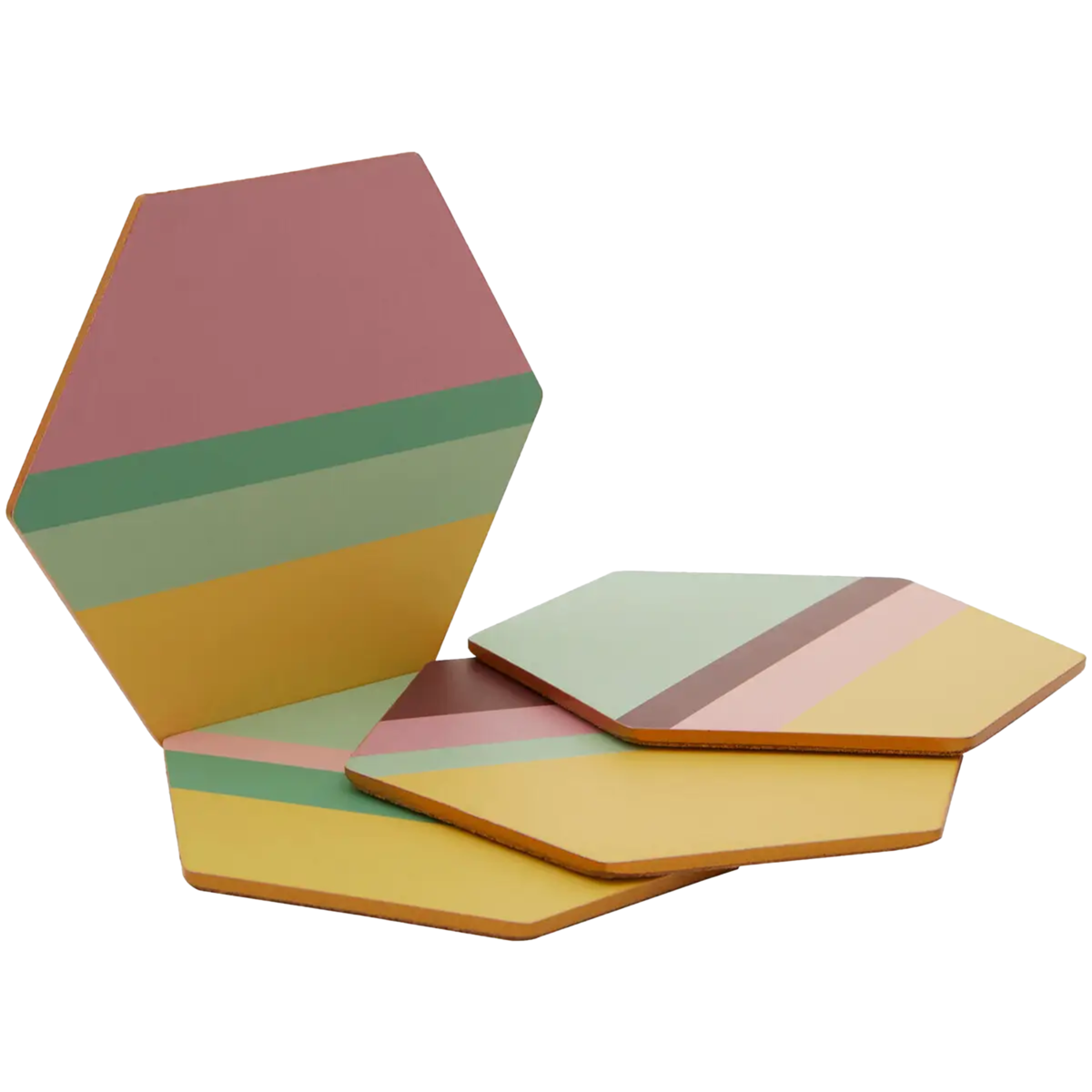 Mimo Set Of Four Miami Stripe Gold Foil Edge Coasters - Image 5