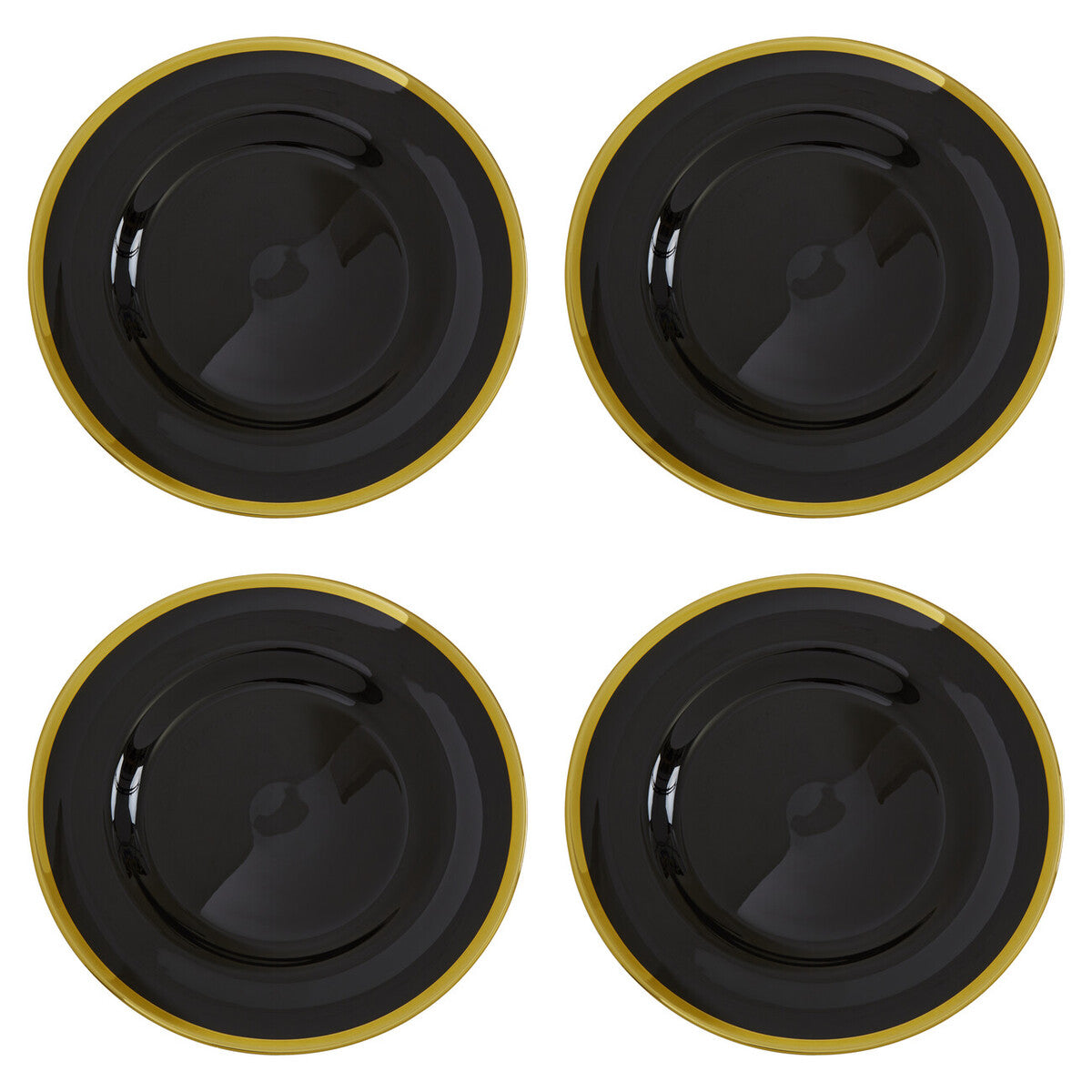 Set of Four Ida 33cm Dia Black Glass Charger Plates - Image 1