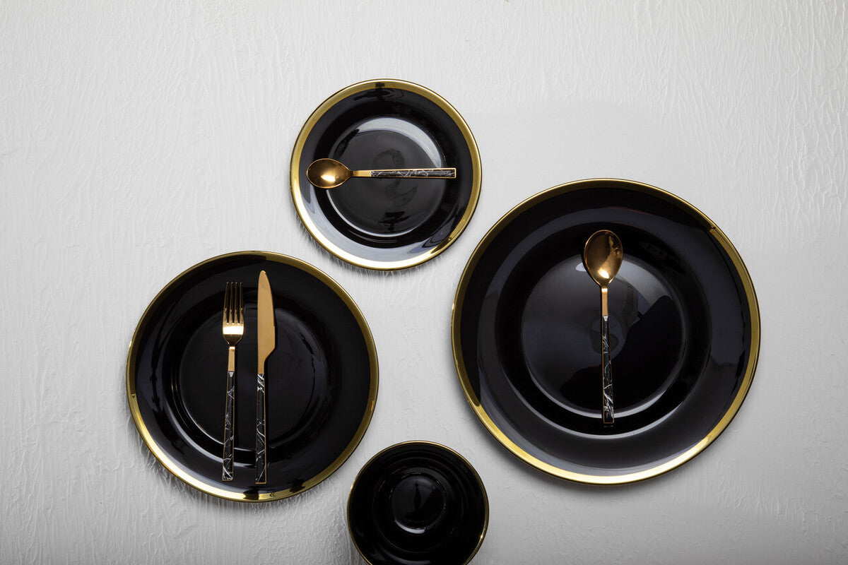 Set of Four Ida 33cm Dia Black Glass Charger Plates - Image 5