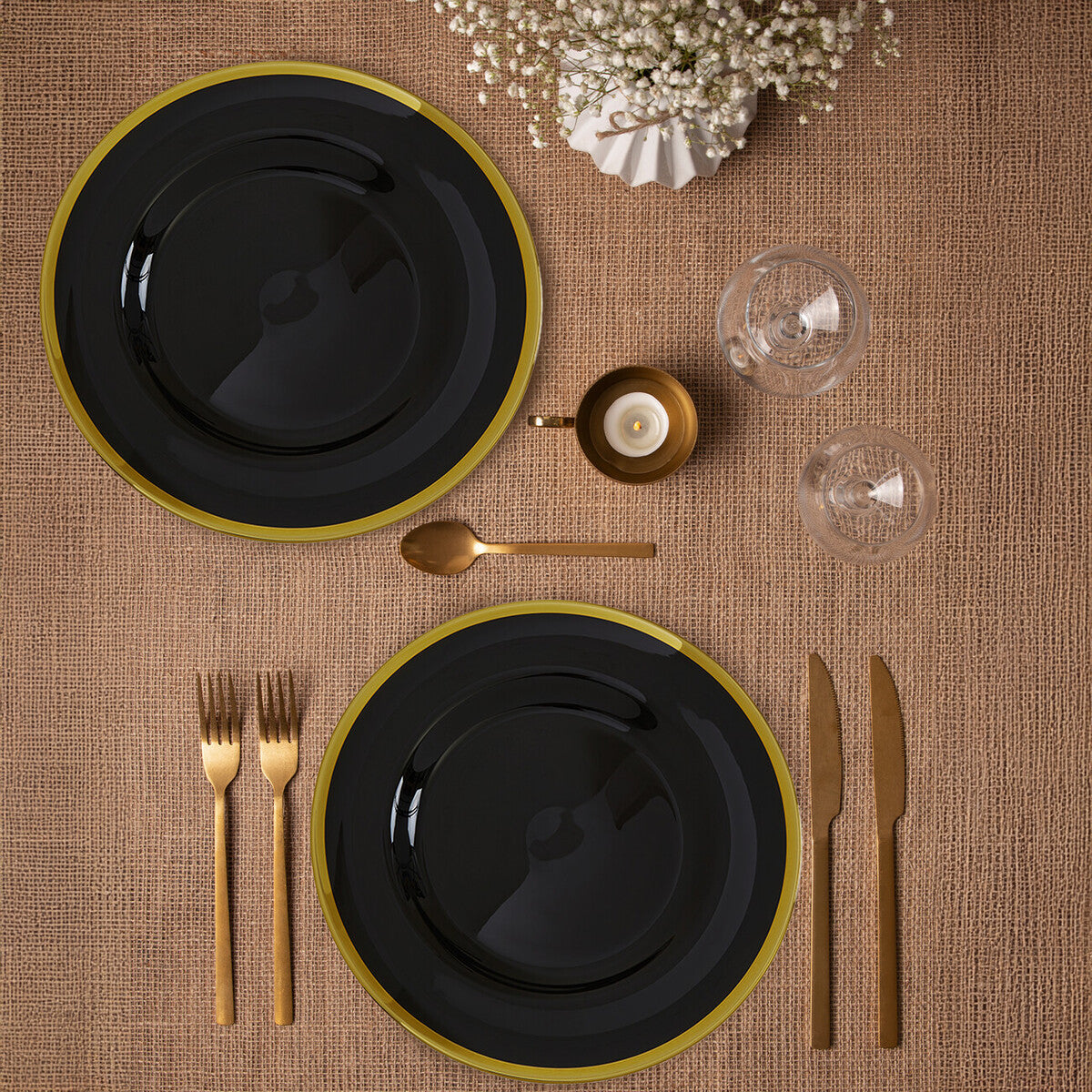Set of Four Ida 33cm Dia Black Glass Charger Plates - Image 4