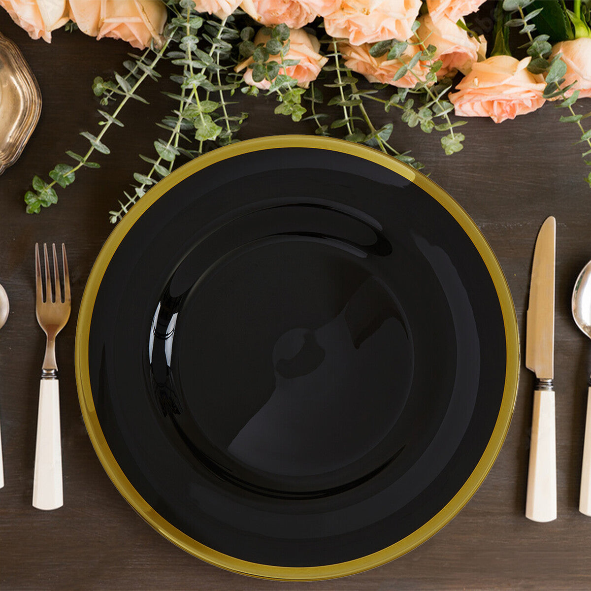 Set of Four Ida 33cm Dia Black Glass Charger Plates - Image 3
