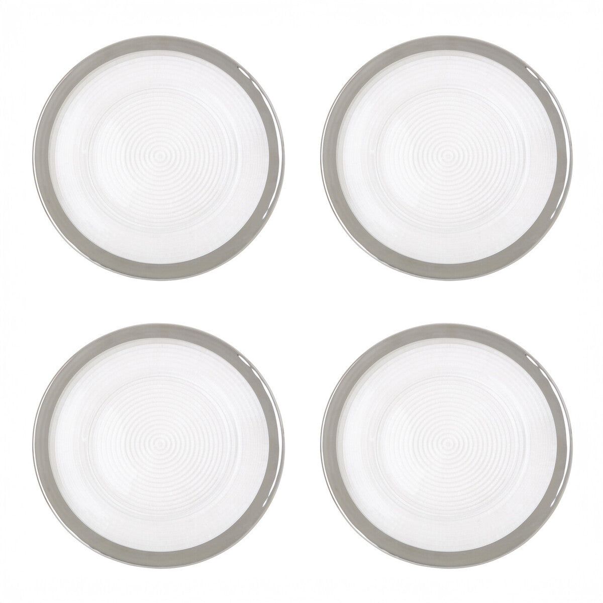 Ida Set of Four 33cm Dia Embossed Charger Plates with Silver Rim - Image 1