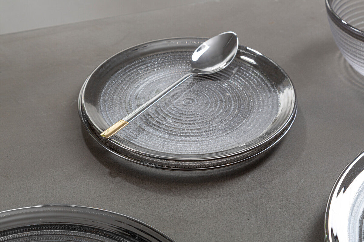 Ida Set of Four 33cm Dia Embossed Charger Plates with Silver Rim - Image 3