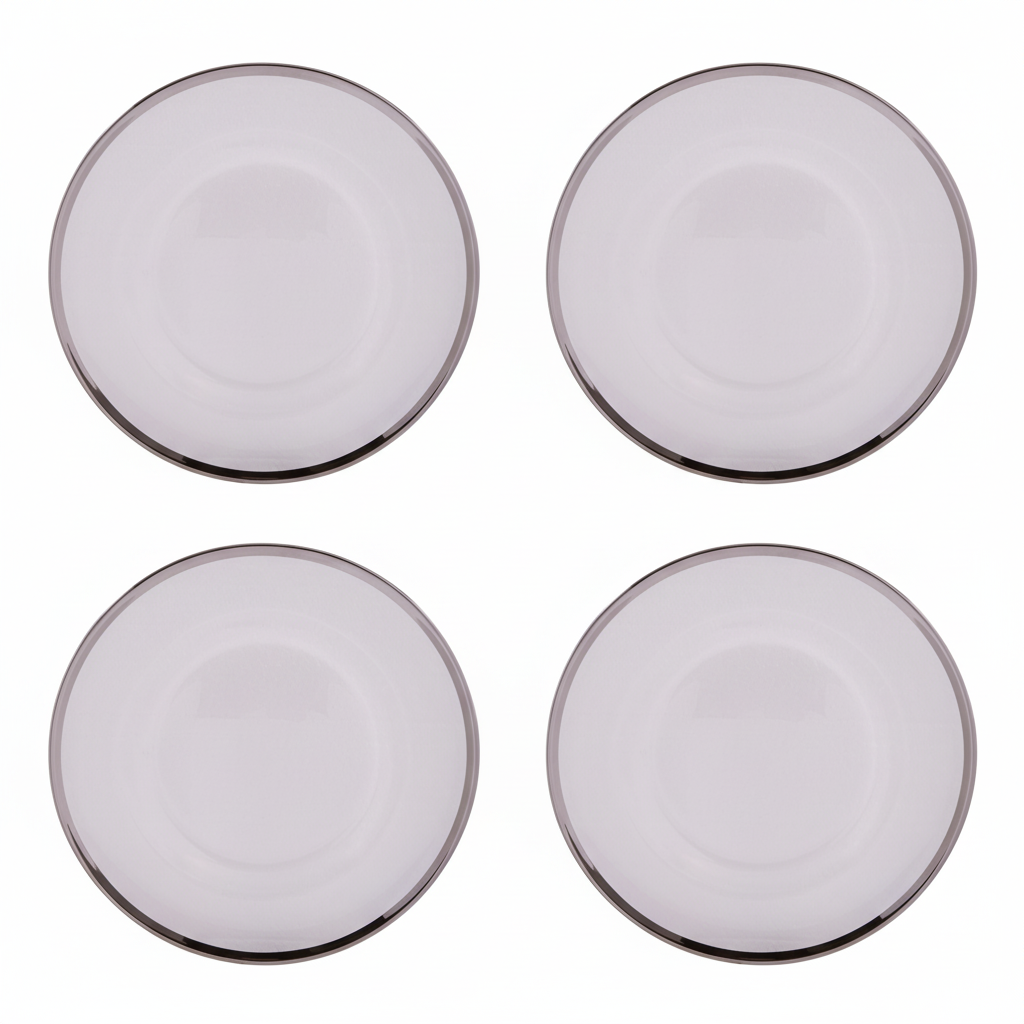 Ida Set of Four 33cm Dia Plain Charger Plates with Silver Rims