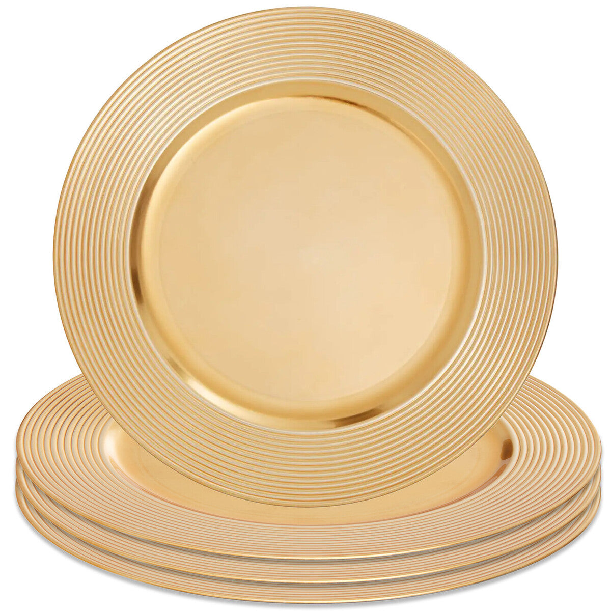 Dia Gold Charger Plate With Ribbed Rim - image 4
