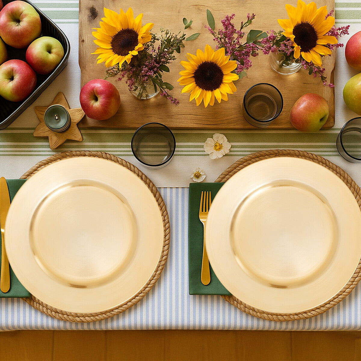 Dia Gold Finish Flat Style Charger Plate - image 7