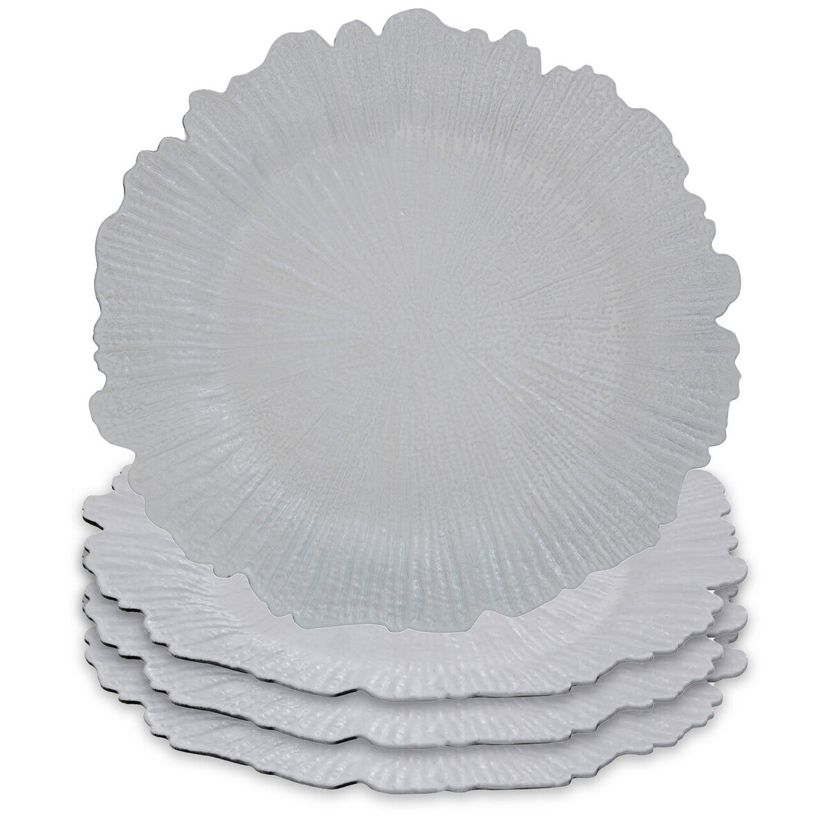 Set of Four 33cm Dia White Reef Charger Plates