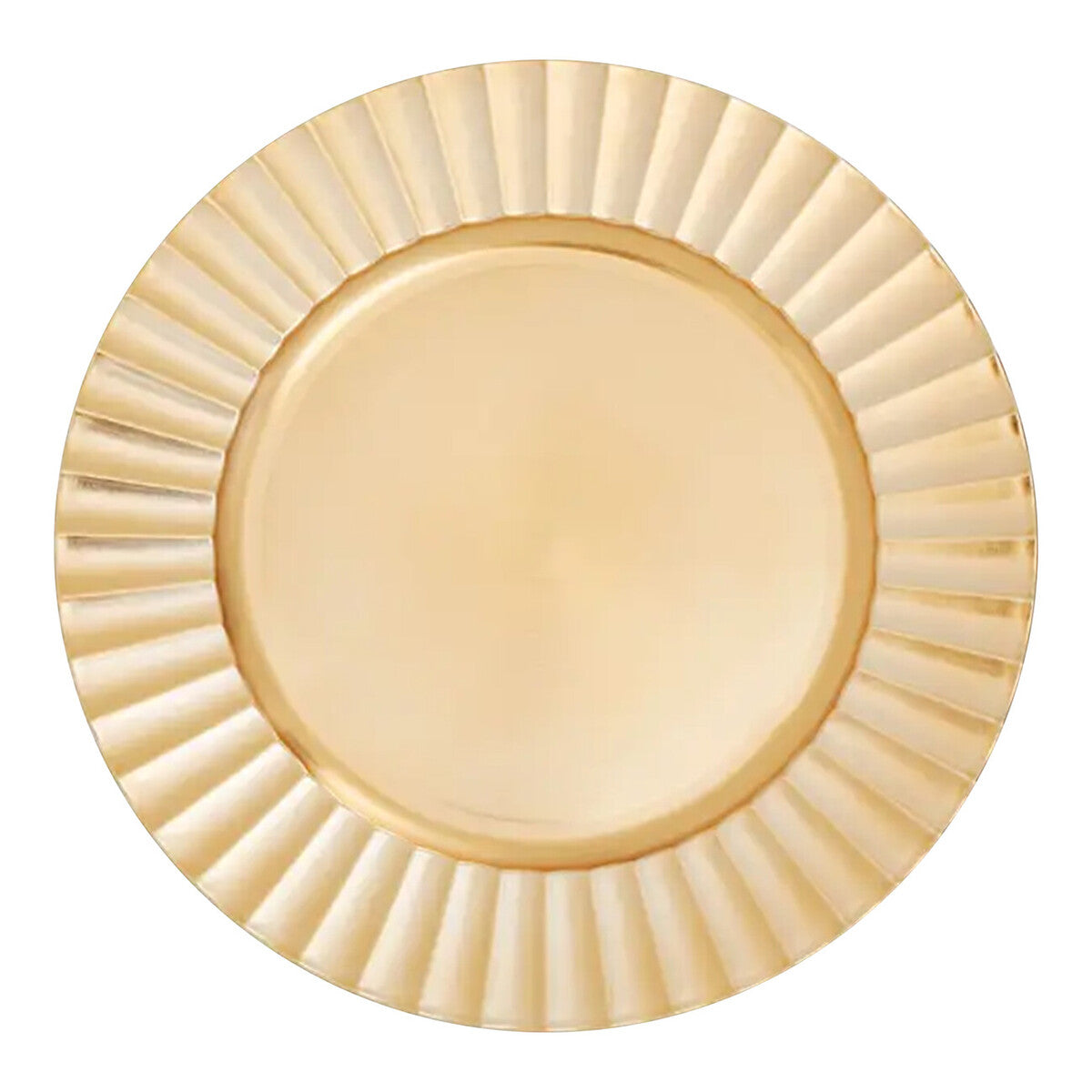Set of Four 33cm Dia Gold Finish Wave Rim Charger Plates