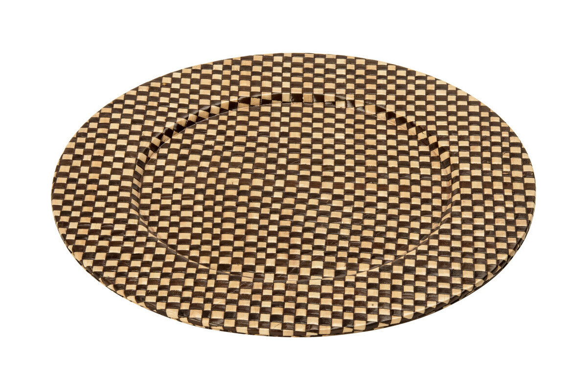 Set of Four 33cm Dia Pandanus Black and Natural Charger Plates - Image 5