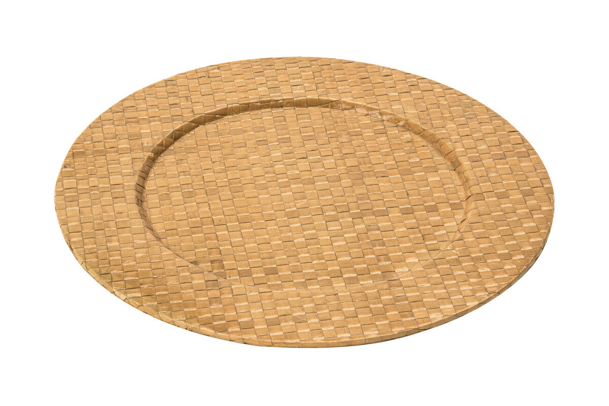 Set of Four 33cm Dia Pandanus Natural Charger Plates