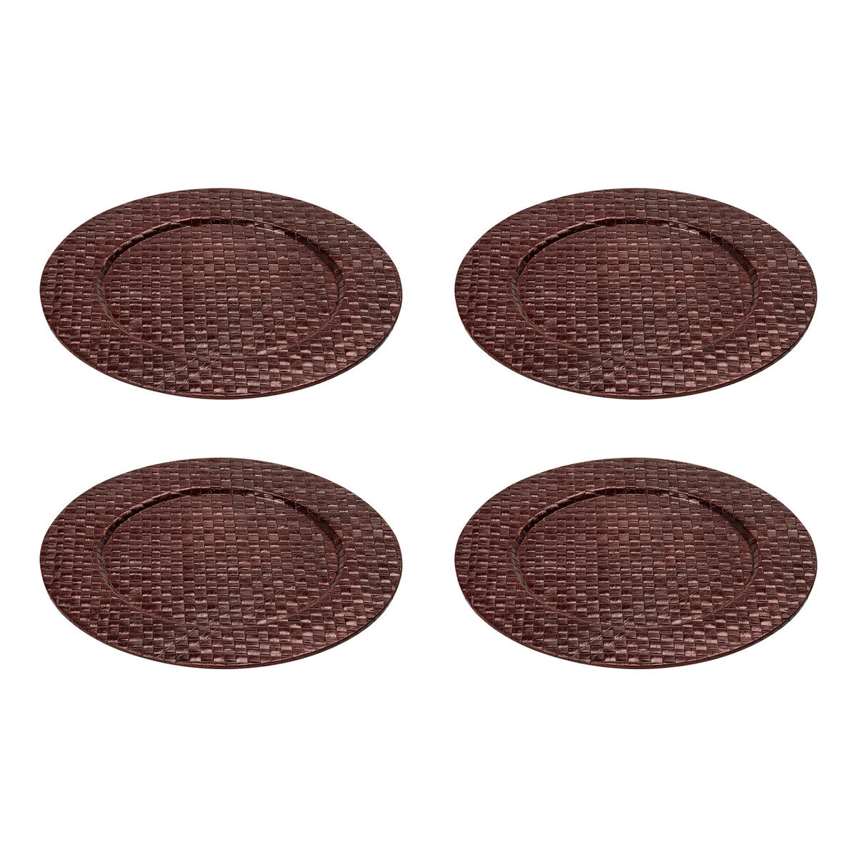Set of Four 33cm Dia Pandanus Brown Charger Plates