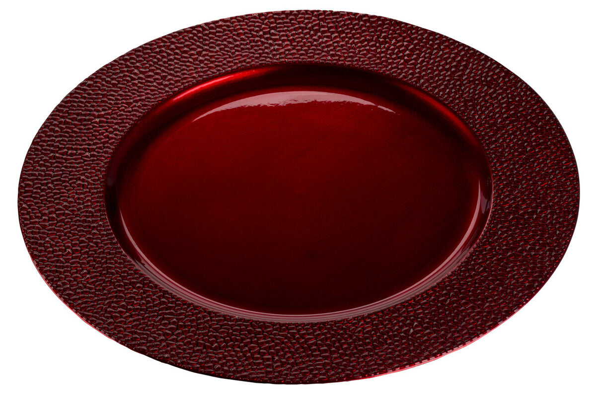 Set of Four 33cm Paxton Red Pebble Effect Charger Plates