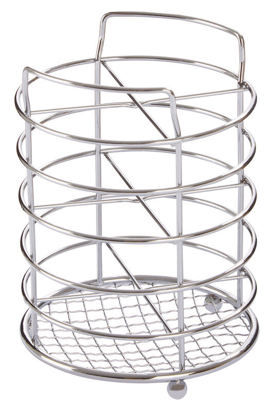 Metal wire basket with multiple tiers on a white background