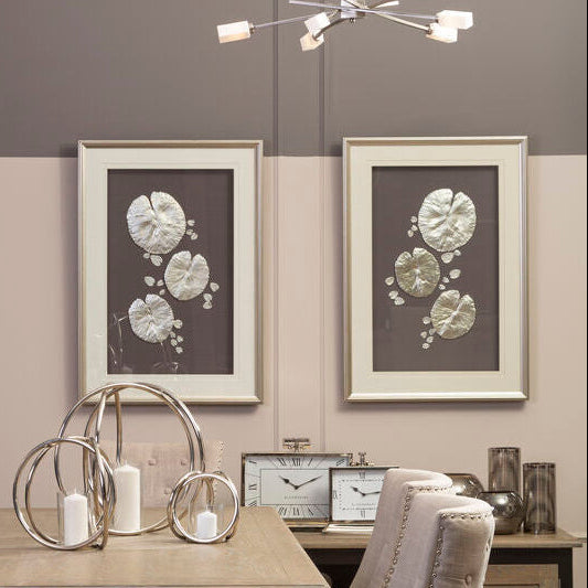 Nason Silver Leaf Design Framed Wall Art - Image 1