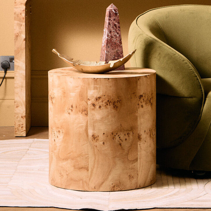 Mota Burl Wood Design Round Side Table - Image 3