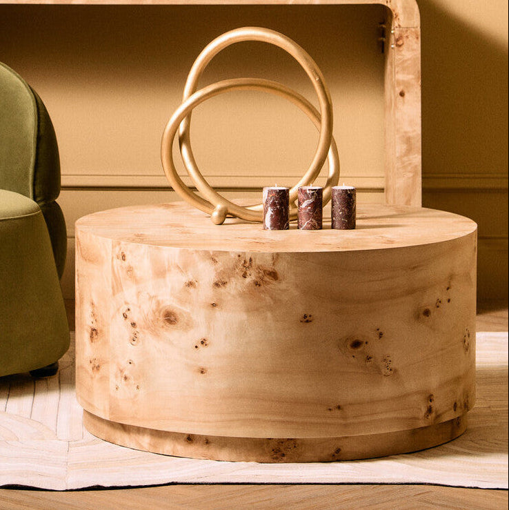 Mota Burl Wood Design Round Coffee Table - Image 1