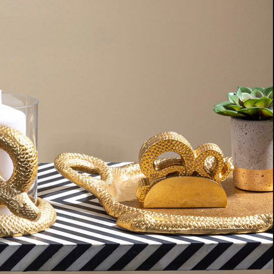 Serpent Gold Set of 4 Coasters with Holder - Image 2