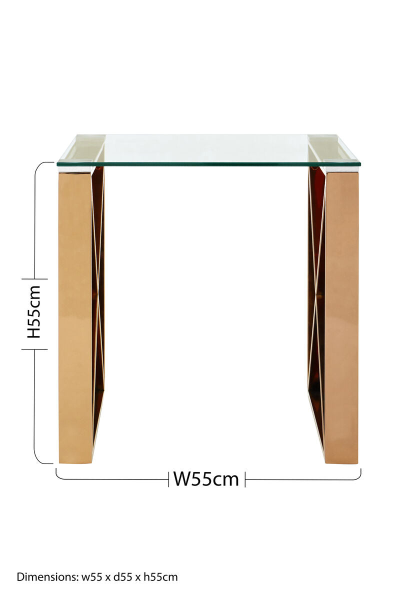 Allure Rose Gold Cross Legs End Table - Image 12