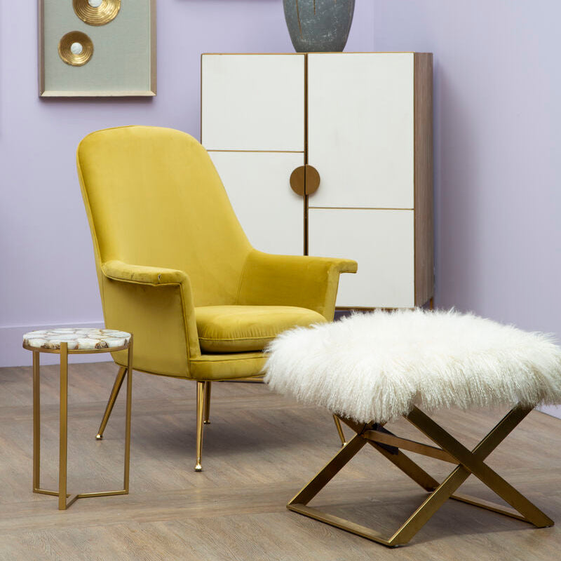 Anafi White Sheepskin Stool - Image 3