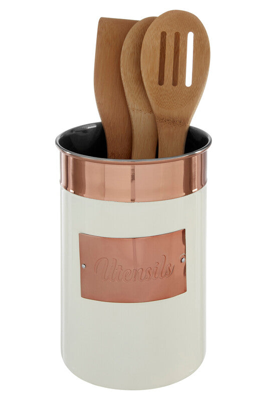 Prescott Cream And Copper Stainless Steel Utensil Holder