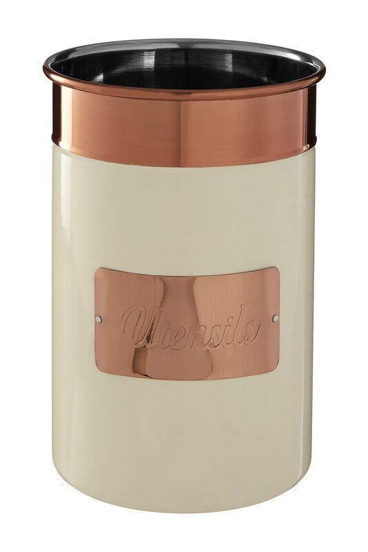Prescott Cream And Copper Stainless Steel Utensil Holder
