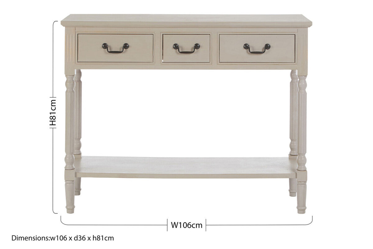Heritage 3 Drawer Grey Putty Console Table