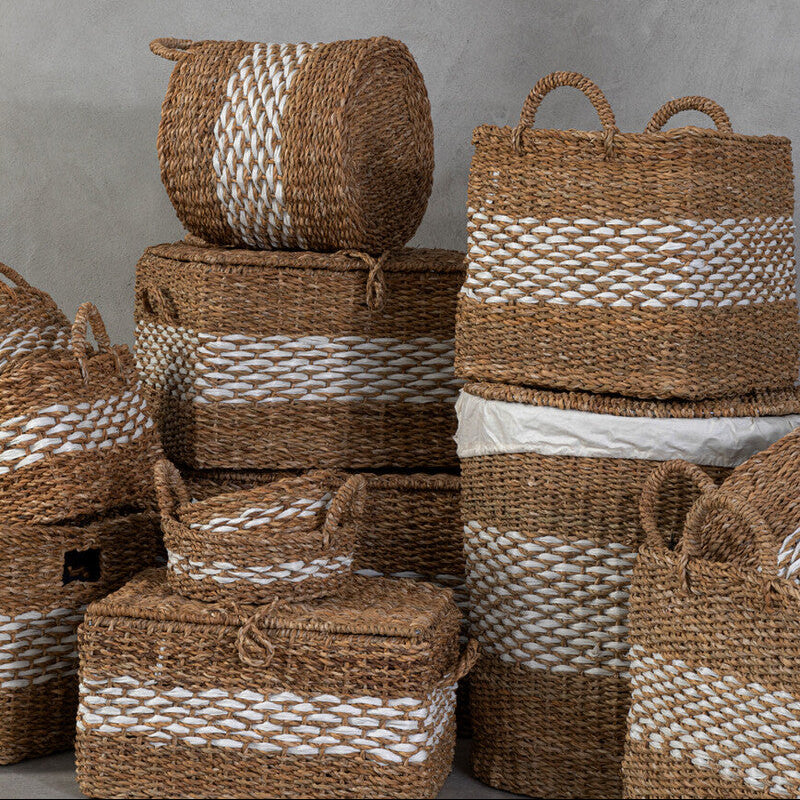 Lidi Set of Two Round Seagrass Baskets With Handles - Image 2