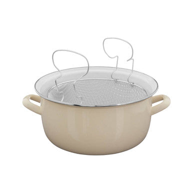 Telo Cream Enamel On Steel Deep Fryer