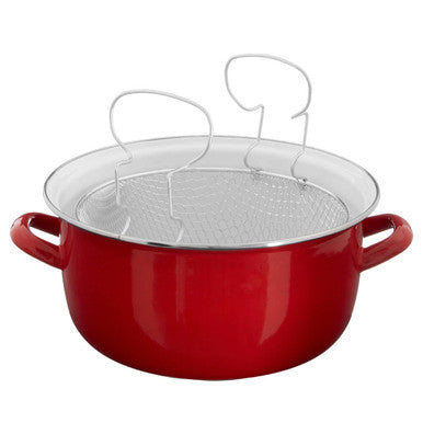 Telo Red Enamel On Steel Deep Fryer