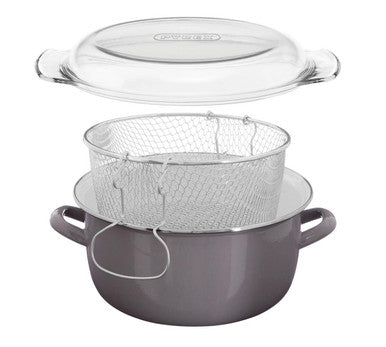 Telo Cool Grey Enamel On Steel Deep Fryer