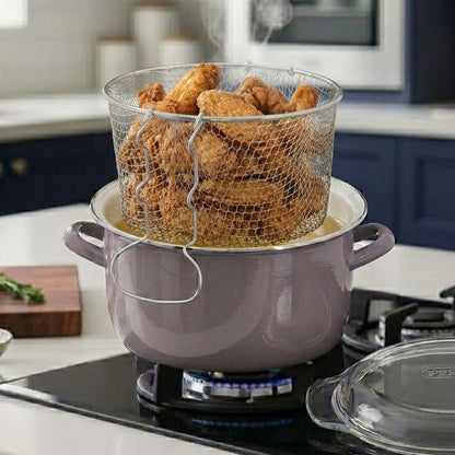 Clear Pyrex lid over a pot of food on a stove in a kitchen setting