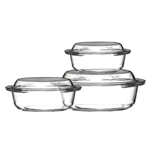 Set Of Three Tempered Glass Casserole Dishes