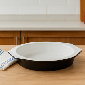Black Round 27cm Baking Dish with Handles | Ecocook