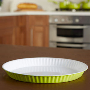 Lime Green and White Flan Dish | Ecocook