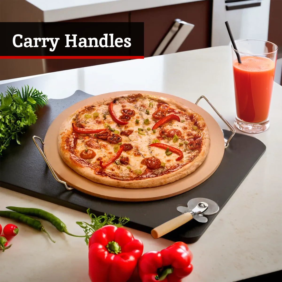 Pizza Stone And Cutter Large Set