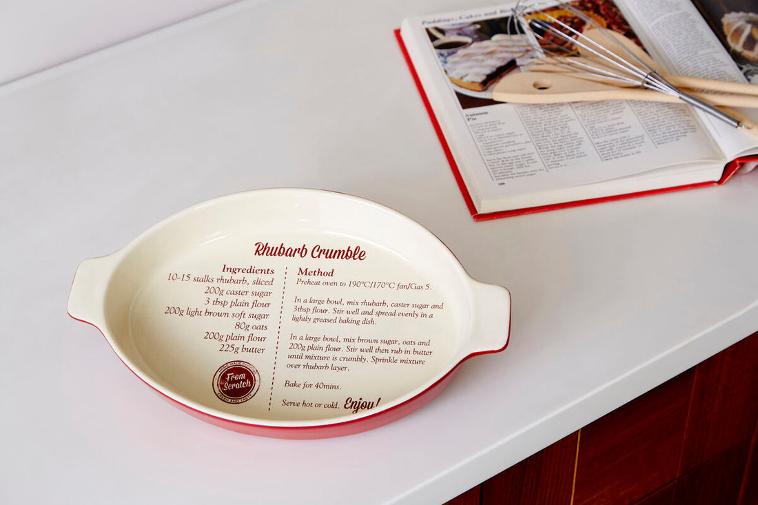 From Scratch Red Stoneware Oval Baking Dish