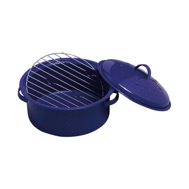 Carvara Round Self Basting Blue Enamel Roaster