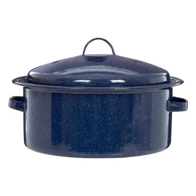 Carvara Round Self Basting Blue Enamel Roaster