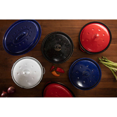 Carvara Round Self Basting Blue Enamel Roaster