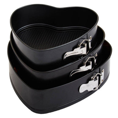 From Scratch Set of Three Heart Shaped Spring form Cake Tins