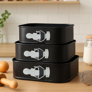 Set of Three Non Stick Square Cake Tins | From Scratch