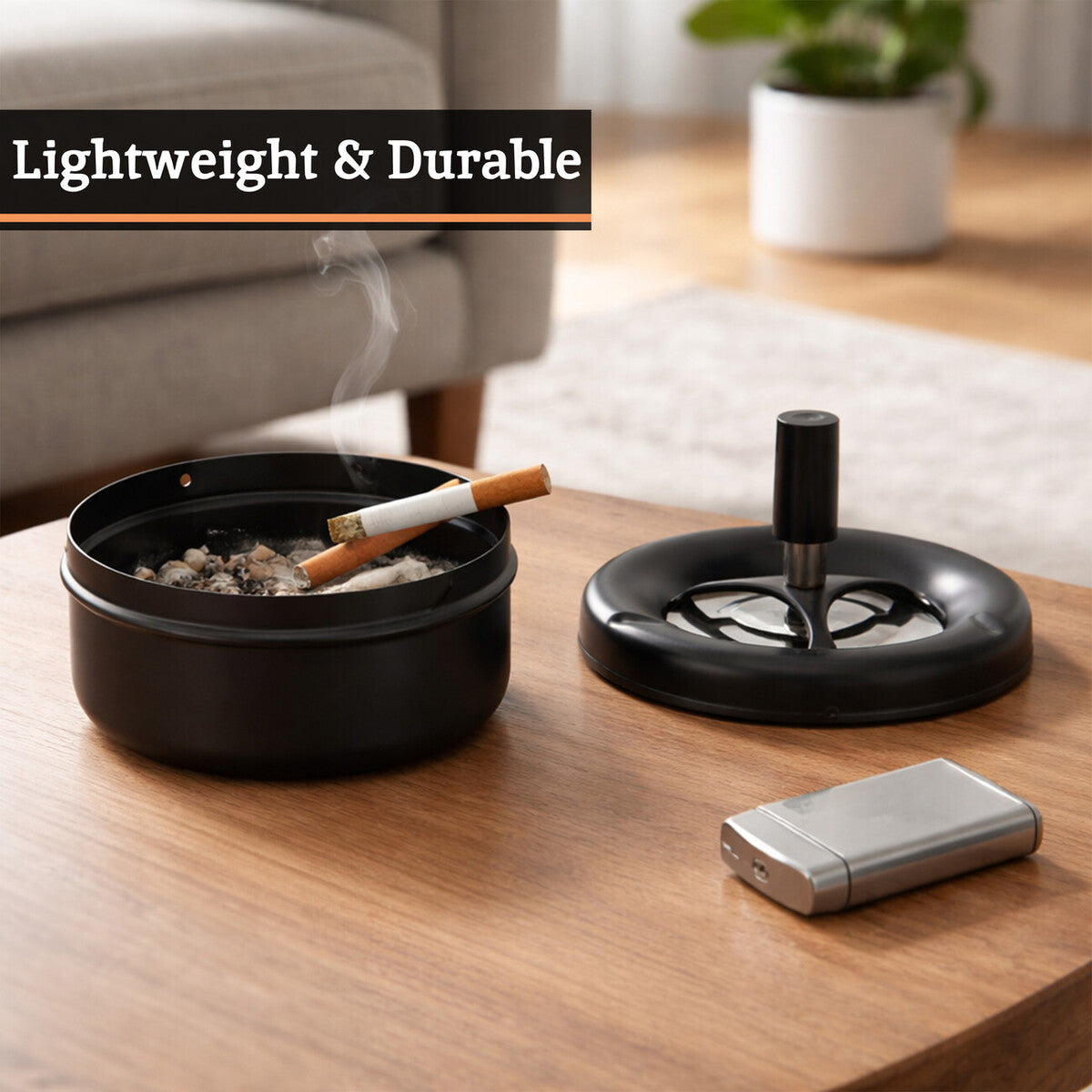 Medium Black Spinning Ashtray