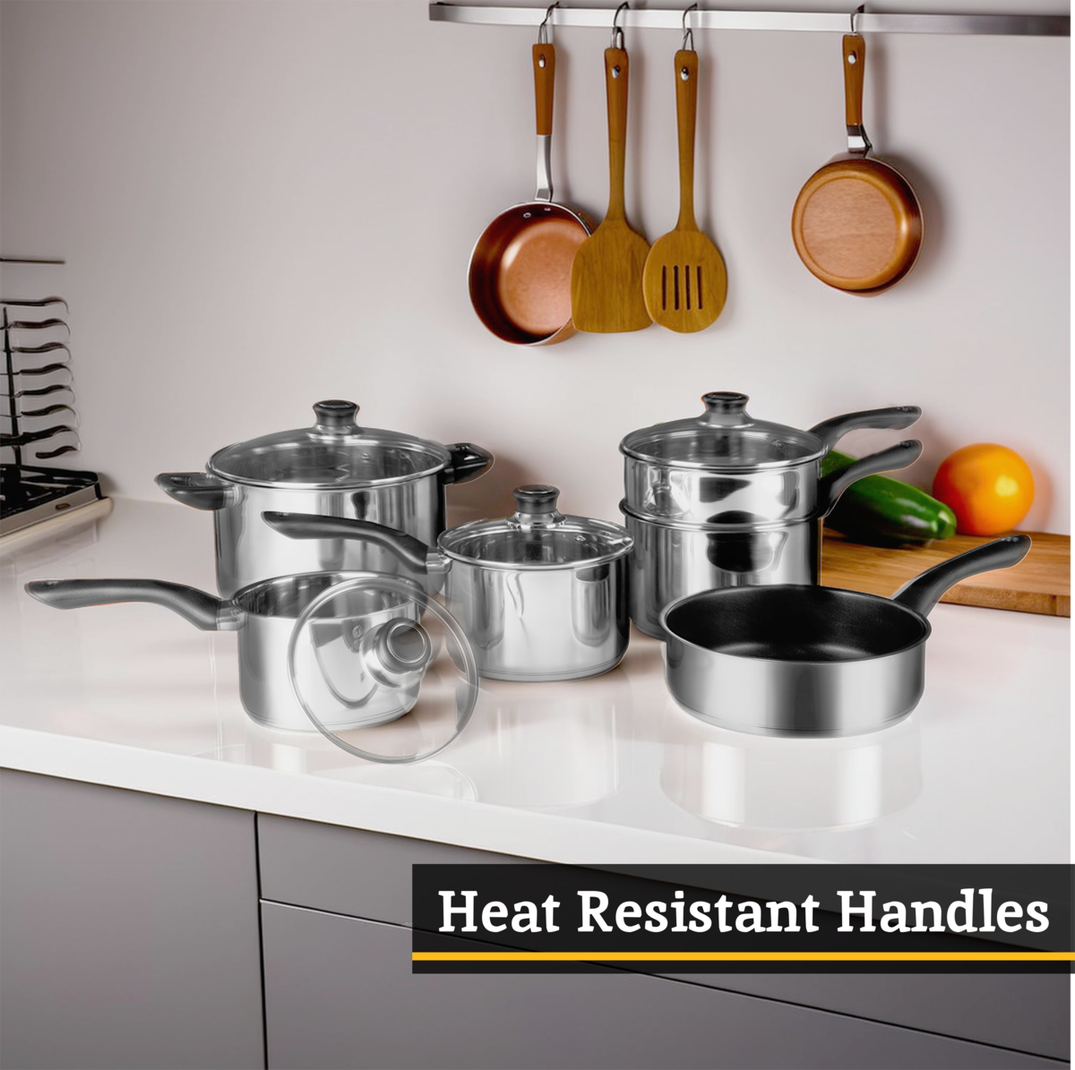 Crosse 6 Piece Stainless Steel Cookware Set