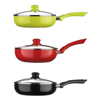 Ecocook Black Frypan with Glass Lid - 24cm