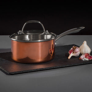 Copper Finish 16cm Saucepan with Lid | Minerva
