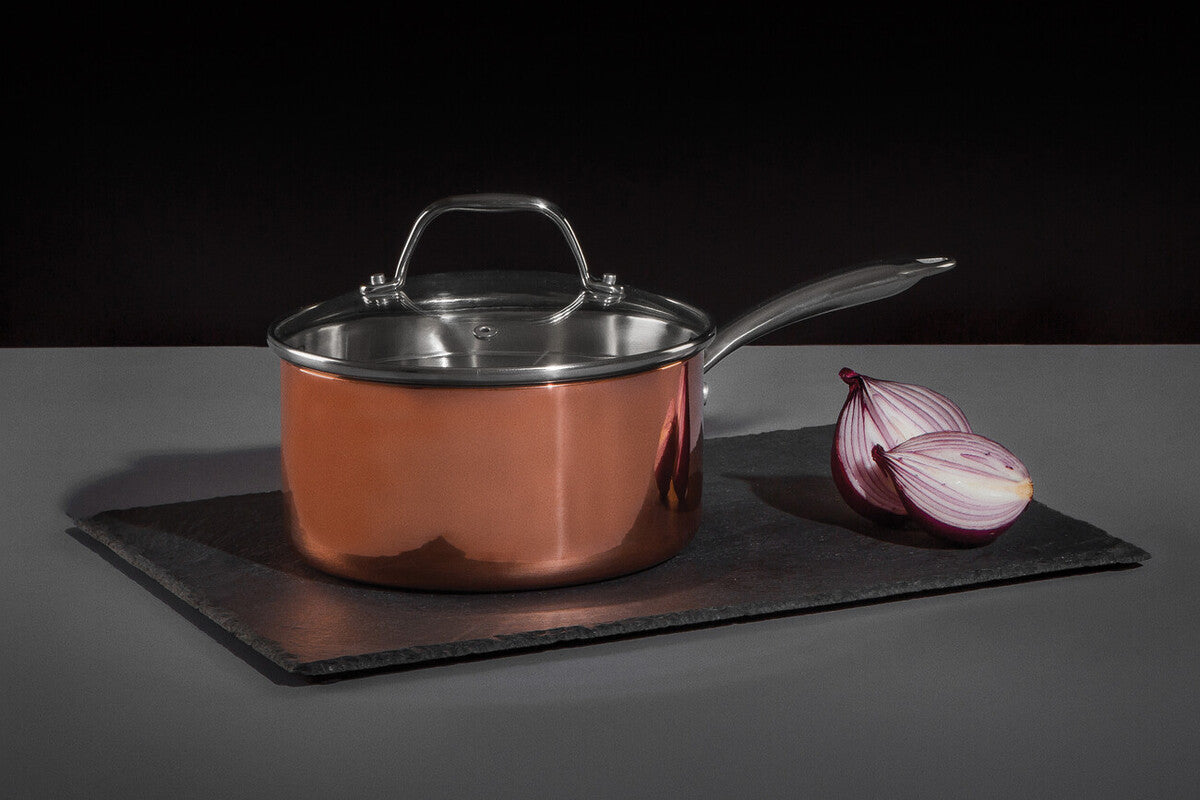 Minerva Copper Finish 18cm Saucepan with Lid